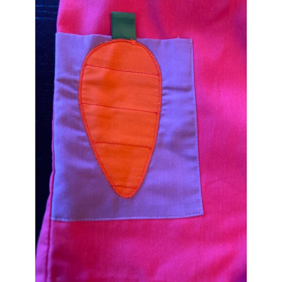 Toddler Girls 2T Ruth Scharf Pink Romper With Carrot Pocket Vintage 80s - Picture 2 of 5